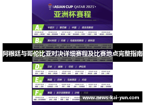 阿根廷与哥伦比亚对决详细赛程及比赛地点完整指南 阿根廷与哥伦比亚对决详细赛程及比赛地点完整指南