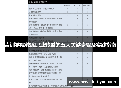 青训学院教练职业转型的五大关键步骤及实践指南 青训学院教练职业转型的五大关键步骤及实践指南